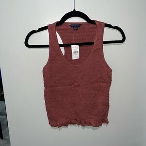 American Eagle Outfitters Textured Tank Top in Brick Red